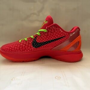 Nike Kids Red and Black Sneakers with Green Laces